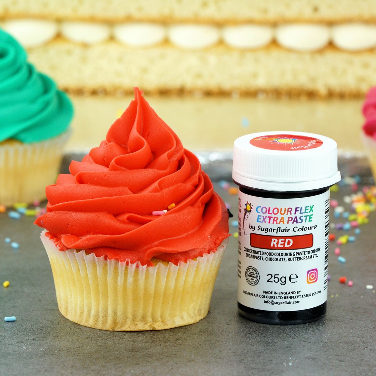 Extra gelová barva Red červená 25 g Sugarflair